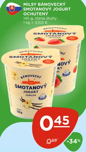 Milsy Bánovecký smotanový jogurt rôzne druhy