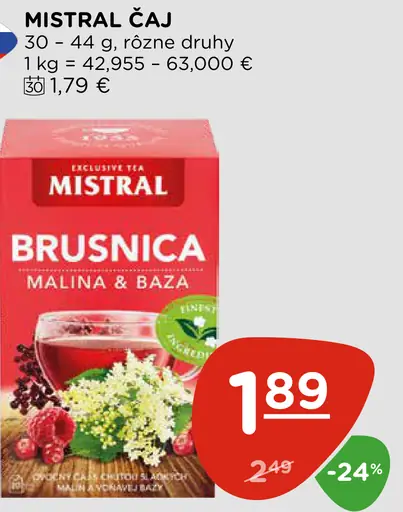 Mistral čaj brusnica malina a baza