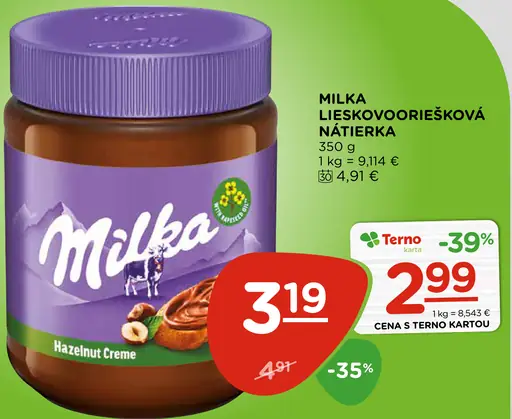 Milka Lieskovooriešková nátierka
