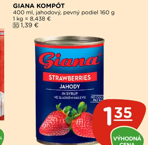 Giana jahodový kompót v náleve