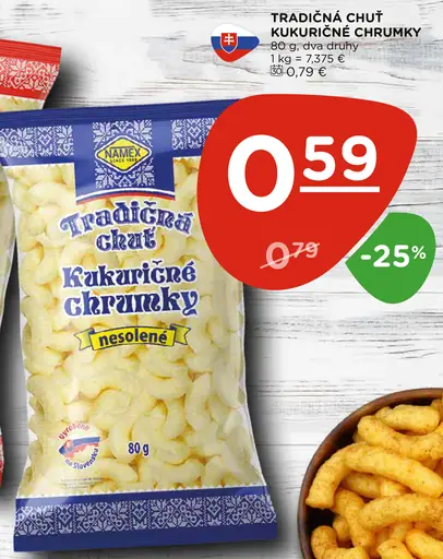 Namex Tradičná chuť kukuričné chrumky nesolené