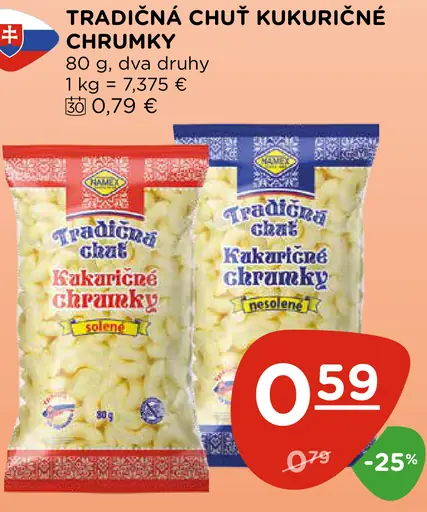 Tradičná chuť kukuričné chrumky