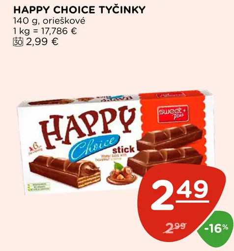 Happy Choice tyčinky orieškové
