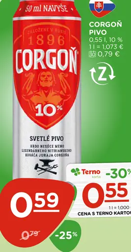 Corgoň pivo plechovka