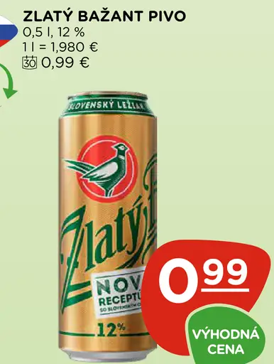 Zlatý Bažant Pivo plechovka