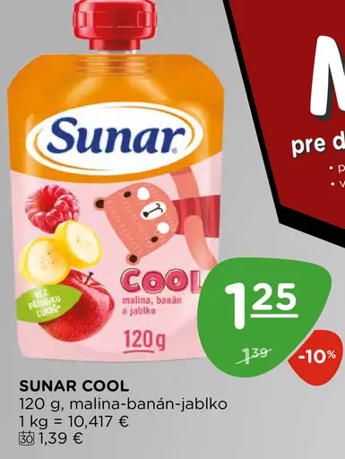 Sunar Cool ovocné pyré malina-banán-jablko