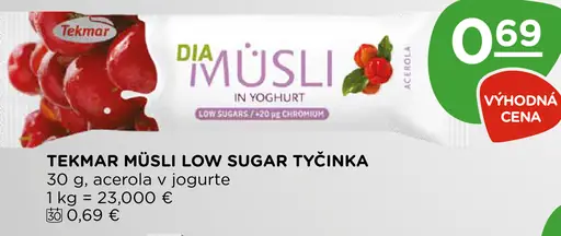 Tekmar Dia Müesli low sugar tyčinka acerola v jogurte