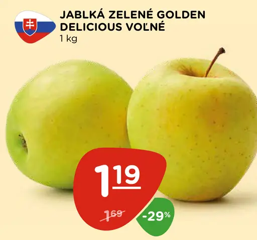 Jablká zelené Golden Delicious