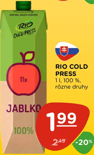 Rio Cold Press jablko 100 % rôzne druhy
