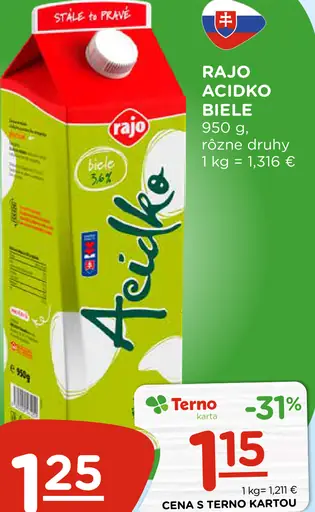 Rajo Acidko biele kyslomliečny nápoj