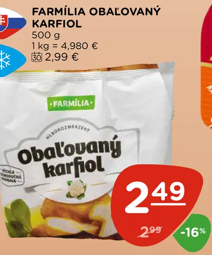 Farmília obalovaný karfiol