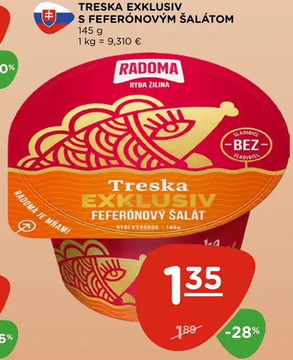 Radoma Treska Exklusiv s feferónovým šalátom