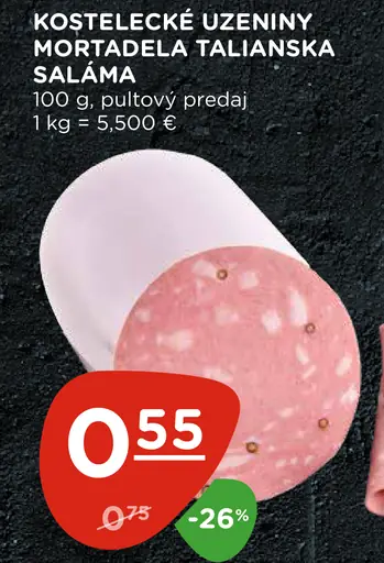 Kostelecké Uzeniny Mortadela talianska saláma