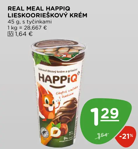 Real Meal Happiq lieskoo­rieškový krém s tyčinkami