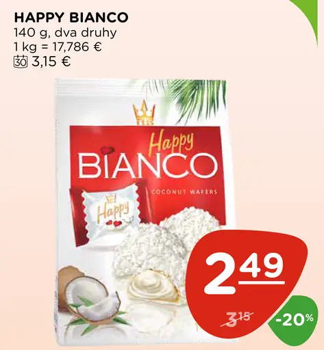 Happy Bianco kokosové piškóty v čokoláde