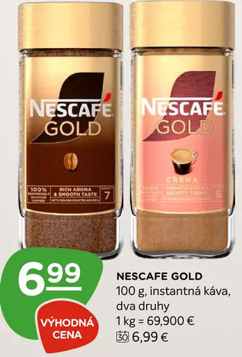 Nescafé Gold instantná káva 2 druhy