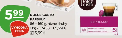 Nescafé Dolce Gusto kapsuly na kávu rôzne druhy