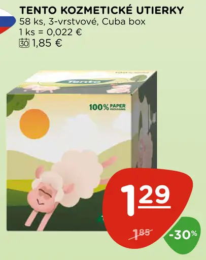 Tento Kozmetické Utierky 3-vrstvové, Cuba box