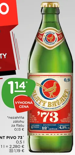 Zlatý Bažant pivo 73 plechovka