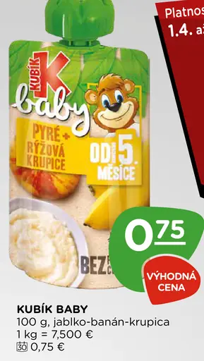 Kubík Baby pyré ryžová krupica jablko-banán