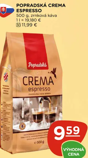 Popradská Crema Espresso zrnková káva