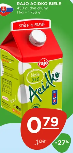 Rajo Acidko biele kyslomliečny nápoj