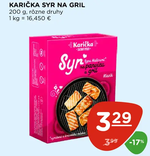 Karička syr na gril viac druhov