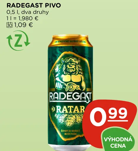 Radegast Pivo plechovka