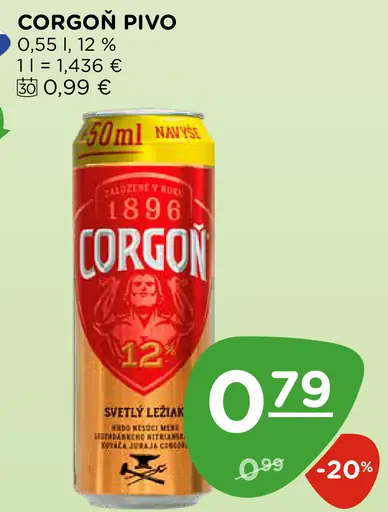 Corgoň pivo plechovka
