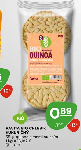 Ravita bio chlebík kukuričný s quinoou a morskou soľou