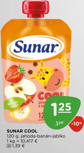 Sunar Cool ovocné pyré malina-banán-jablko