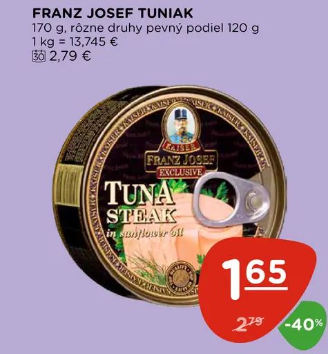 Franz Josef tuniak steak v konzervě