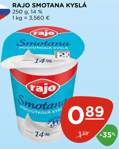 Rajo smotana kyslá 14%