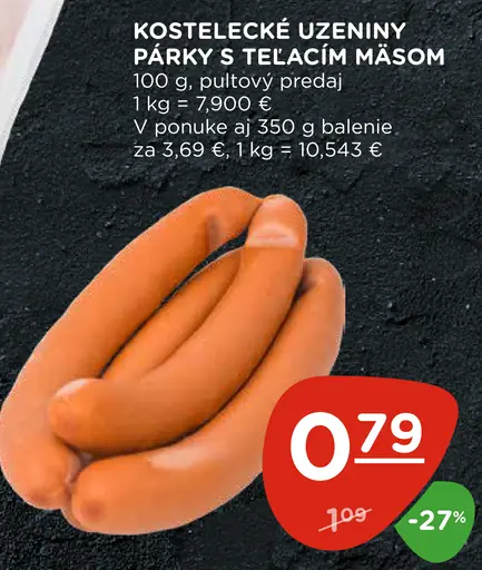 Kostelecké uzeniny párky s teľacím mäsom