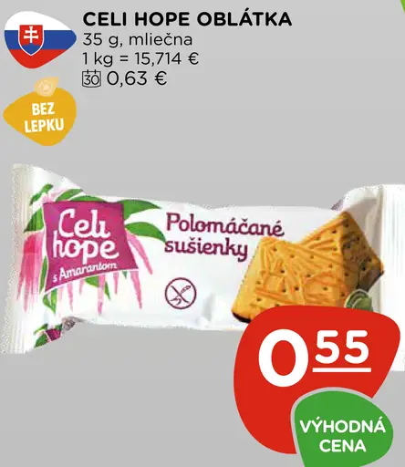 Celi Hope oblátka mliečna polomáčané sušienky