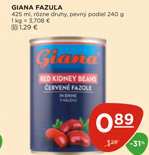 Giana fazuľa červené v náleve