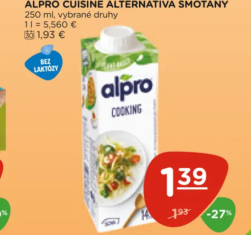 Alpro Cuisine alternatíva smotany na varenie ovsená