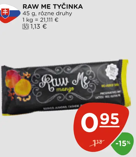 Raw Me tyčinka mango rôzne druhy