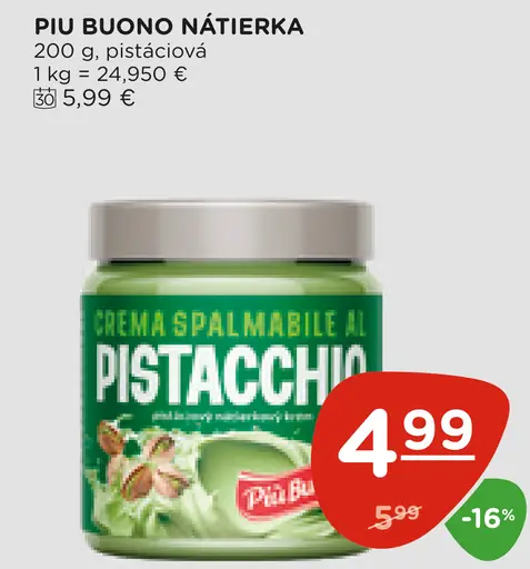 Piu Buono nátierka pistáciová