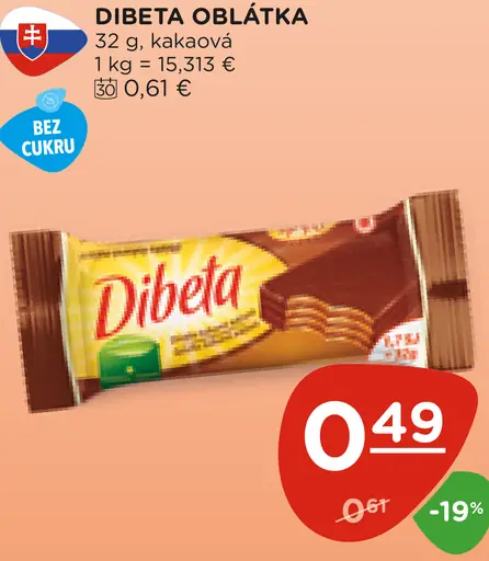 Dibeta oblátka kakaová bez cukru