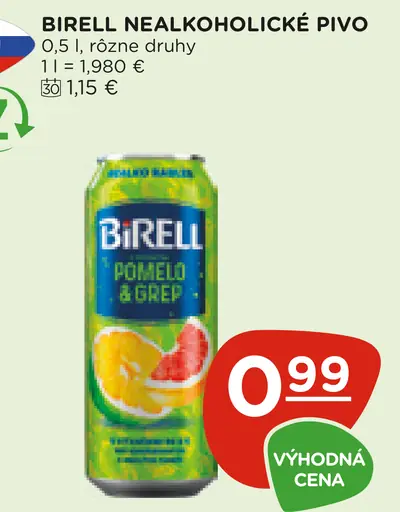 Birell nealkoholické pivo Pomelo & grep plechovka