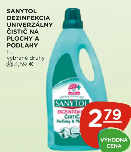 Sanytol dezinfekčný čistiaci prostriedok na podlahy a plochy
