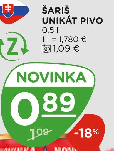 Šariš Unikát pivo plechovka