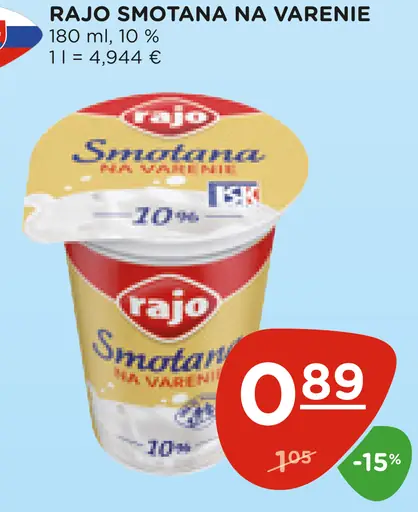 Rajo Smotana na varenie 10%