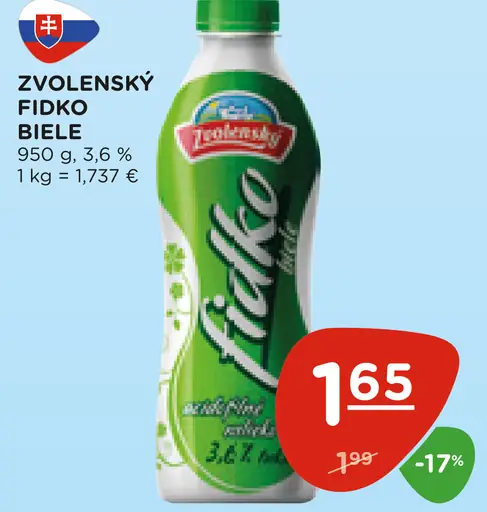 Zvolenský Fidko biele kyslomliečny nápoj