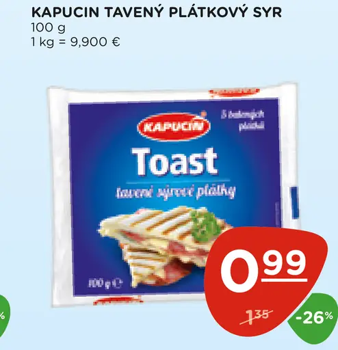 Kapučin toast plátkový syr