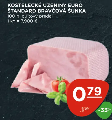 Kostelecké Uzeniny Euro štandard bravčová šunka