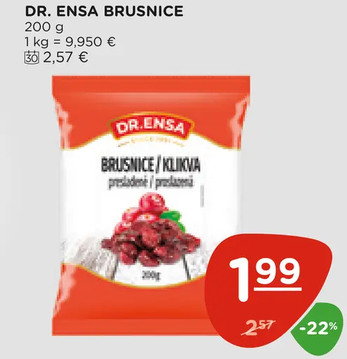 Dr. Ensa brusnice / kľukva preosišované plody v poleve