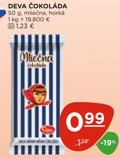 Deva čokoláda mliečna alebo horká