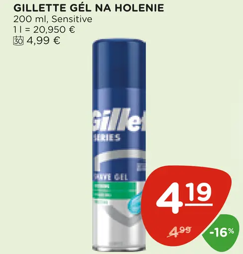 Gillette Gél na holenie Sensitive
